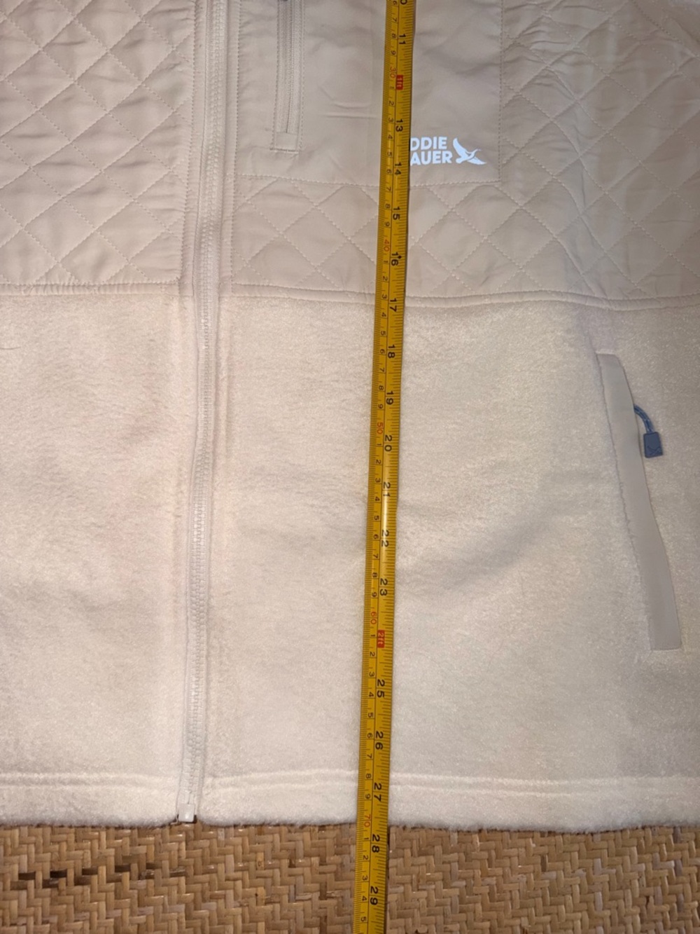 Eddie Bauer Cream Quilted / Fleece Full Zip Jacket Cream - Picture 12 of 12